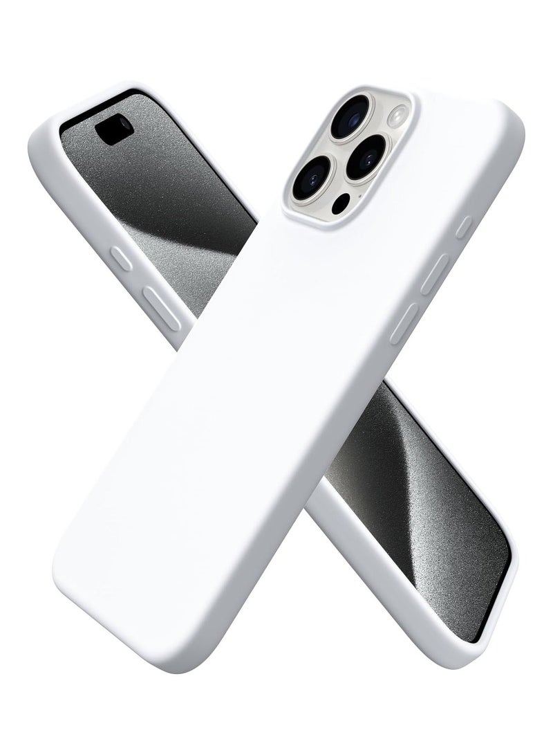 Compatible with iPhone 13 Pro Max Case 6.7 Inch Slim Liquid Silicone 4 Layers Soft Gel Rubber Shockproof Protective Phone Case with Anti Scratch Microfiber Lining (White) - Image 1