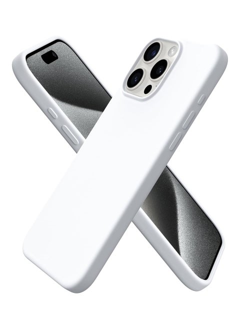 متوافق مع جراب iPhone 13 Pro Max مقاس 6.7 بوصة من السيليكون السائل النحيف 4 طبقات من مطاط الجل الناعم المقاوم للصدمات مع بطانة من الألياف الدقيقة المضادة للخدش (أبيض)