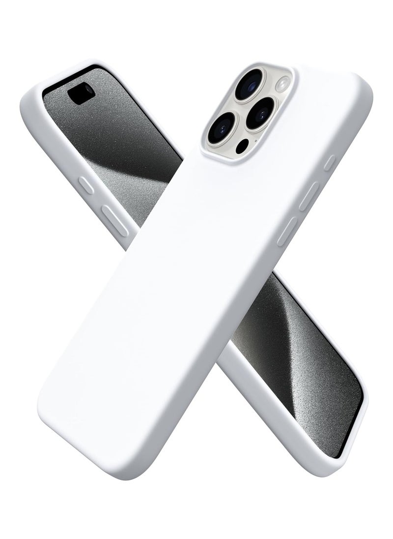 متوافق مع جراب iPhone 13 Pro Max مقاس 6.7 بوصة من السيليكون السائل النحيف 4 طبقات من مطاط الجل الناعم المقاوم للصدمات مع بطانة من الألياف الدقيقة المضادة للخدش (أبيض)