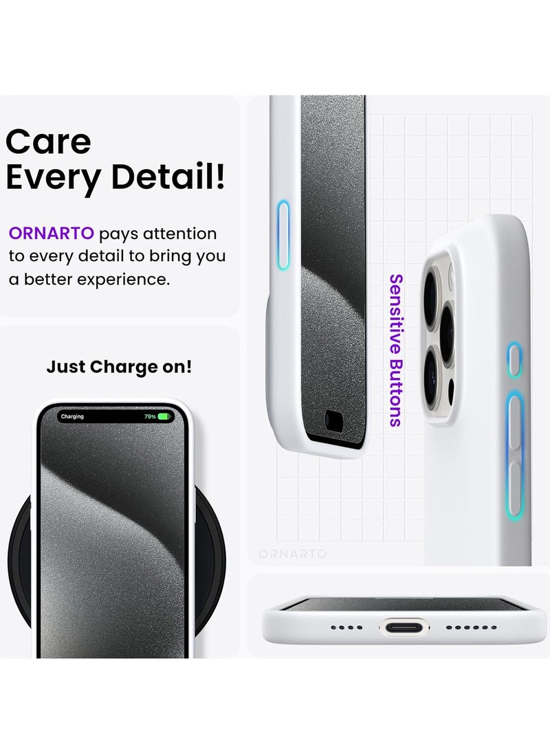 متوافق مع جراب iPhone 13 Pro Max مقاس 6.7 بوصة من السيليكون السائل النحيف 4 طبقات من مطاط الجل الناعم المقاوم للصدمات مع بطانة من الألياف الدقيقة المضادة للخدش (أبيض)