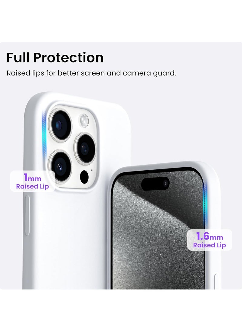 متوافق مع جراب iPhone 13 Pro Max مقاس 6.7 بوصة من السيليكون السائل النحيف 4 طبقات من مطاط الجل الناعم المقاوم للصدمات مع بطانة من الألياف الدقيقة المضادة للخدش (أبيض)
