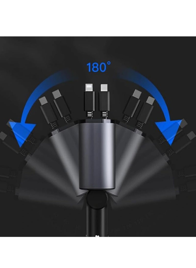 Denx 4-in-1 Retractable Car Charger with USB Type-C Lightning-Digital Display Cigarette Lighter Car Charger Adapter Supports PD Fast Charging/QC3.0/FCP-Compatible with iPhone Huawei Honor Galaxy Pixel  - Image 5