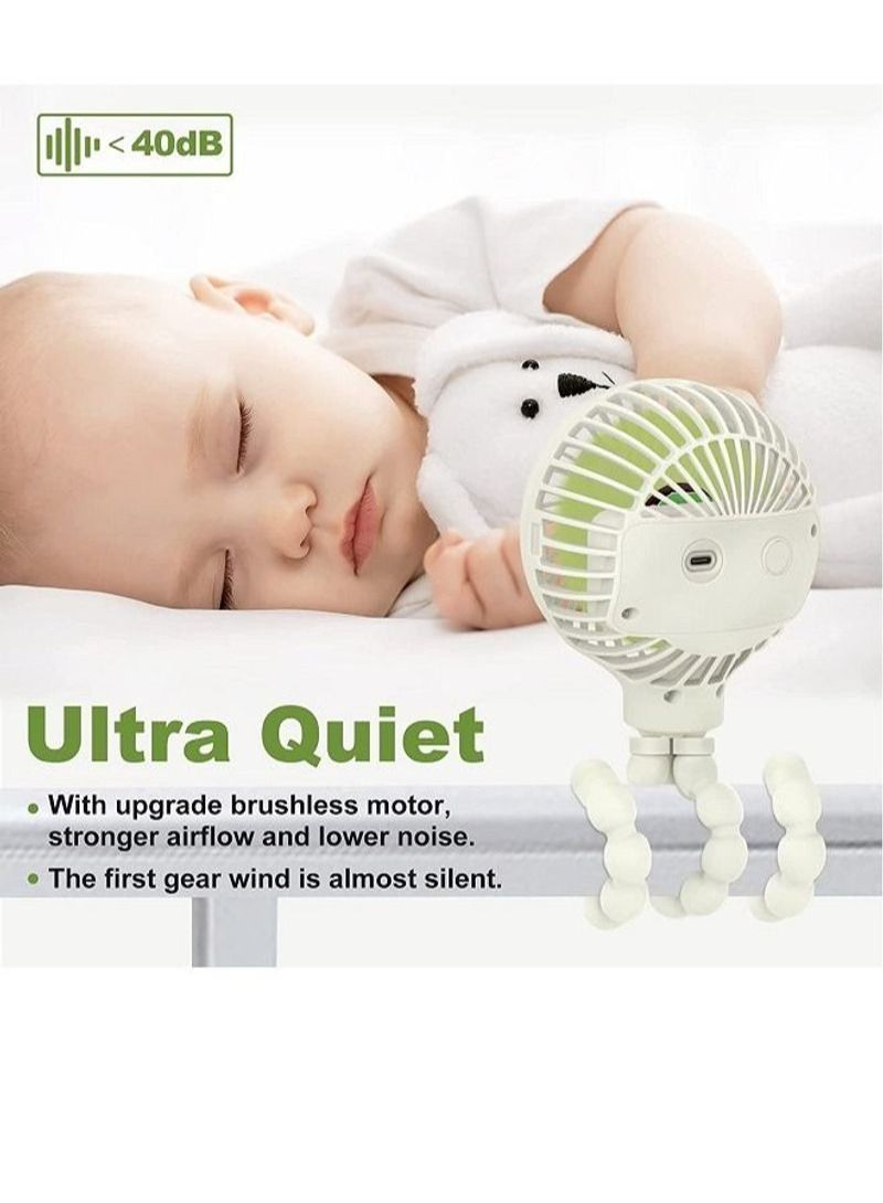 NIBEMINENT Mini Handheld Stroller Fan White  - Image 4