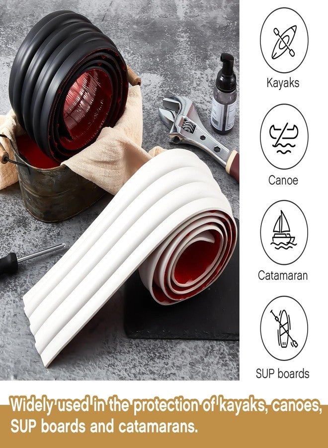 Sratte سراطة 2 لفات لاصقة ذاتيًا لحماية القاع للقوارب المصنوعة من الألياف الزجاجية والألمنيوم، ملحقات الكاياك، أسود، أبيض (118 × 2 بوصة) - Image 5