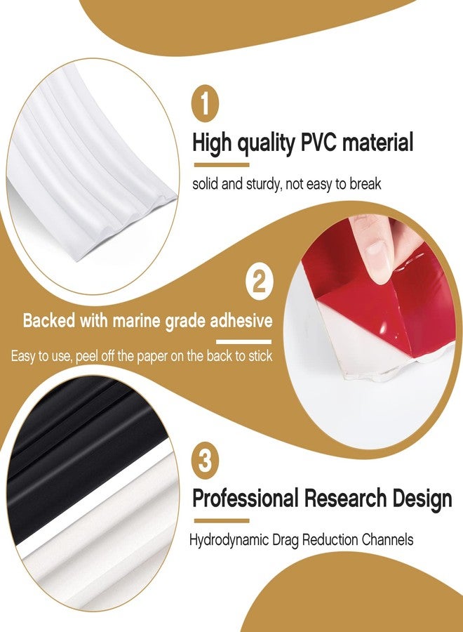 Sratte سراطة 2 لفات لاصقة ذاتيًا لحماية القاع للقوارب المصنوعة من الألياف الزجاجية والألمنيوم، ملحقات الكاياك، أسود، أبيض (118 × 2 بوصة) - Image 3