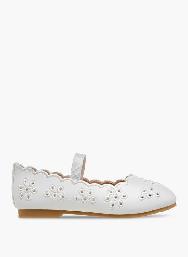 JUNIORS Cutout Scallop Detail Ballerina Shoes with Elasticated Strap