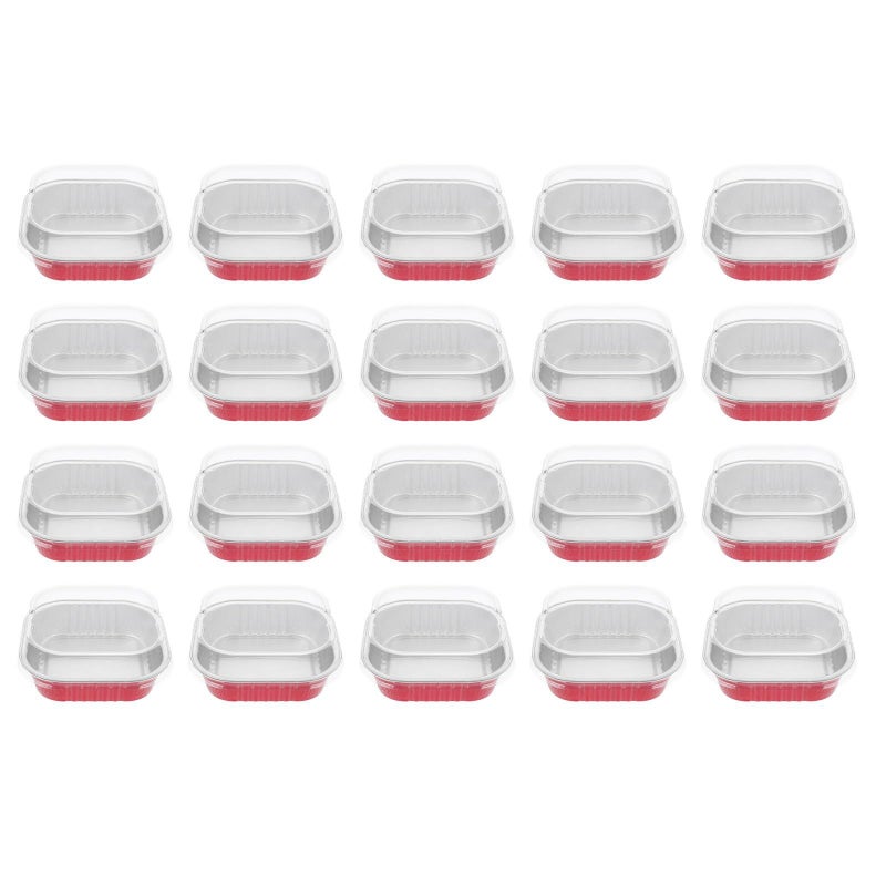 20 Sets 220ml Red Bottom Square Aluminum Foil Baking Cups With Lids - Image 2