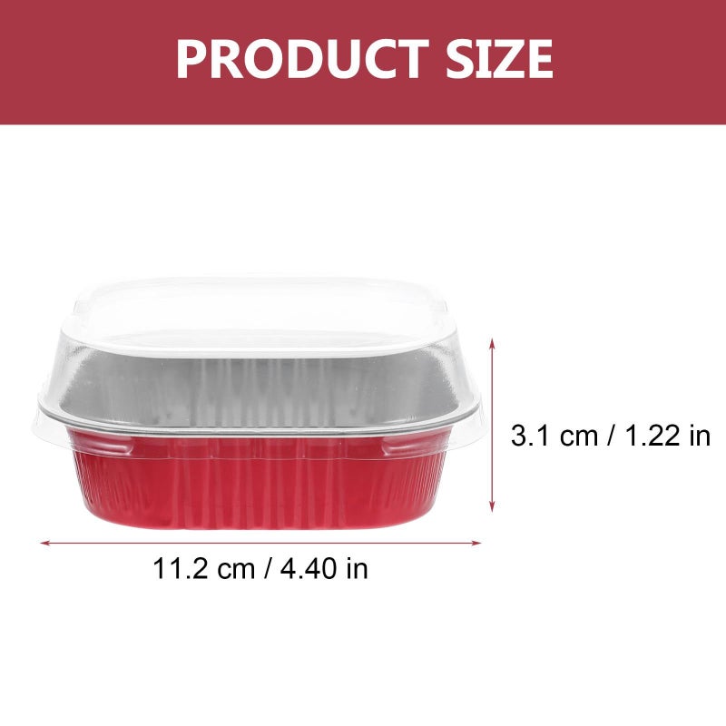 20 Sets 220ml Red Bottom Square Aluminum Foil Baking Cups With Lids - Image 3