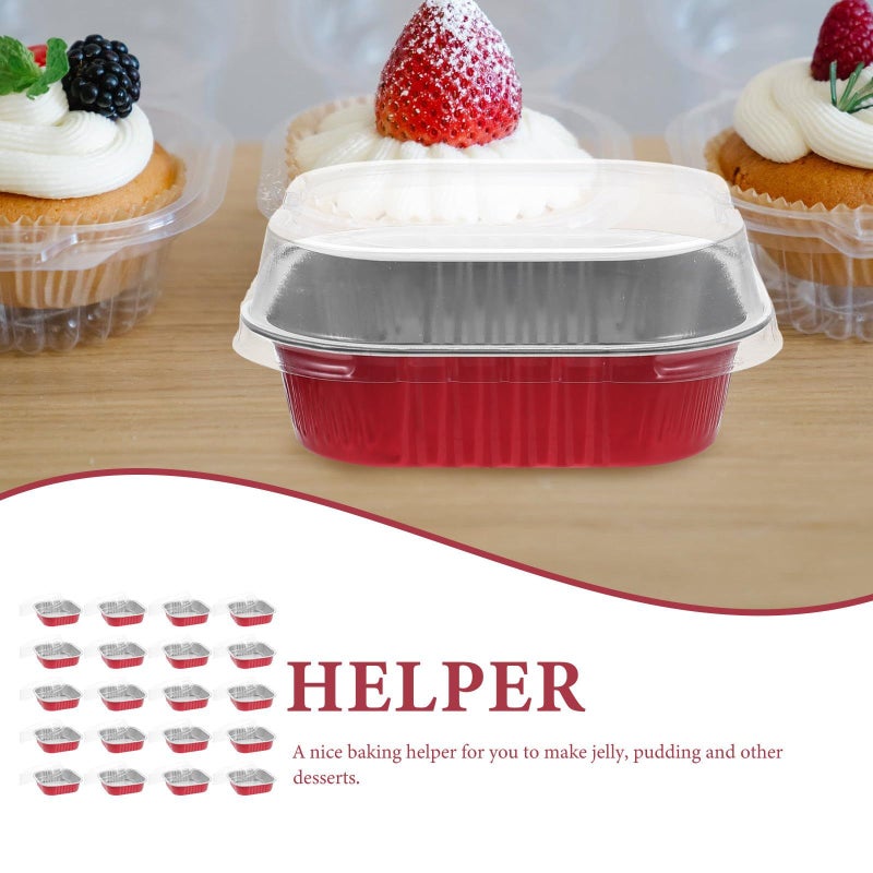 20 Sets 220ml Red Bottom Square Aluminum Foil Baking Cups With Lids - Image 5