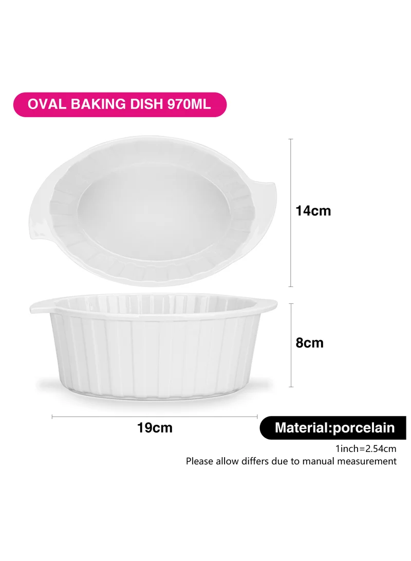 Fissman  Oval Baking Dish 970mL 19x14x8cm Horeca Series, Microwave, Oven And Dishwasher Safe, Deep, for Casseroles, White Souffle Dishes Creme, Baking Pans  | Best Price UAE