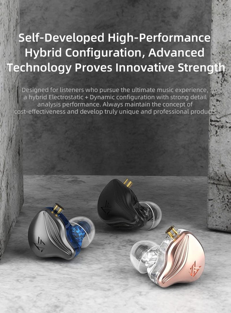 KZ ZEX Earbuds 1 electrostatic + 1 Dynamic Earphone in Ear Monitor Headphone with Detachable Cables Suitable for Audio Engineer, Musician (Rose Gold, Without Mic) - Image 2