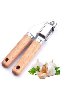 Generic Stainless steel garlic press with wooden handle  - Image 1