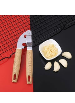 Generic Stainless steel garlic press with wooden handle  - Image 2