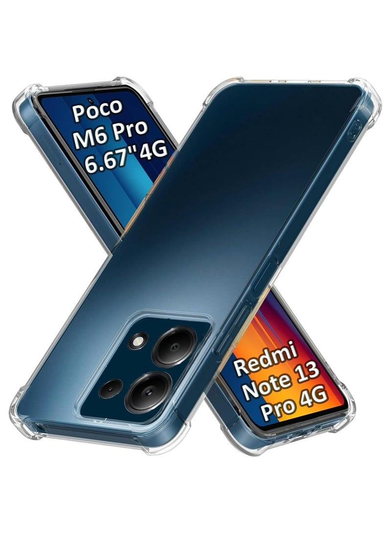 Phone Case For Xiaomi Poco M6 Pro 4G/ Xiaomi Redmi Note 13 Pro 4G Crystal Clear Ultra Slim Anti Scratch Shockproof Protective TPU Back Cover