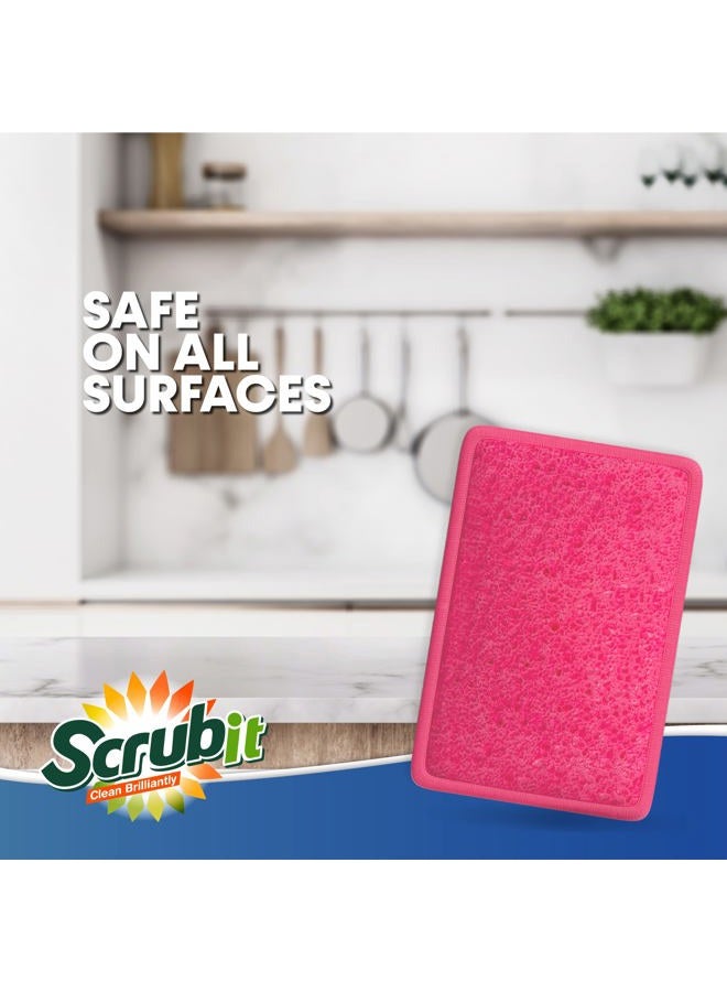 SCRUBIT Scrub and Wipe Cleaning Pads [10 Pack] – Dual Sided Scouring Pad and Sponge - Reusable Kitchen Scrubbing Sponges for Dishes, Pots, Pans Utensils & Non-Stick Cookware (Pink) - Image 2