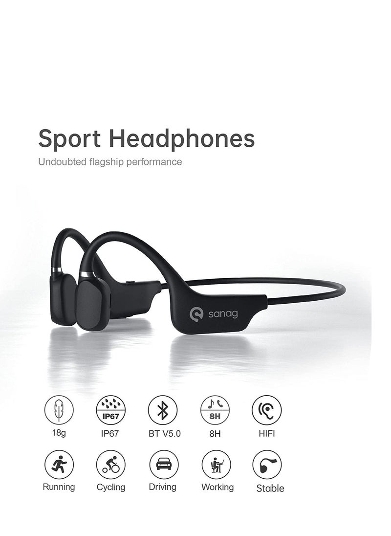 sanag Open-Ear Wireless Earphones Air Conduction Headphones Bluetooth 5.0 with Mic  - Image 2