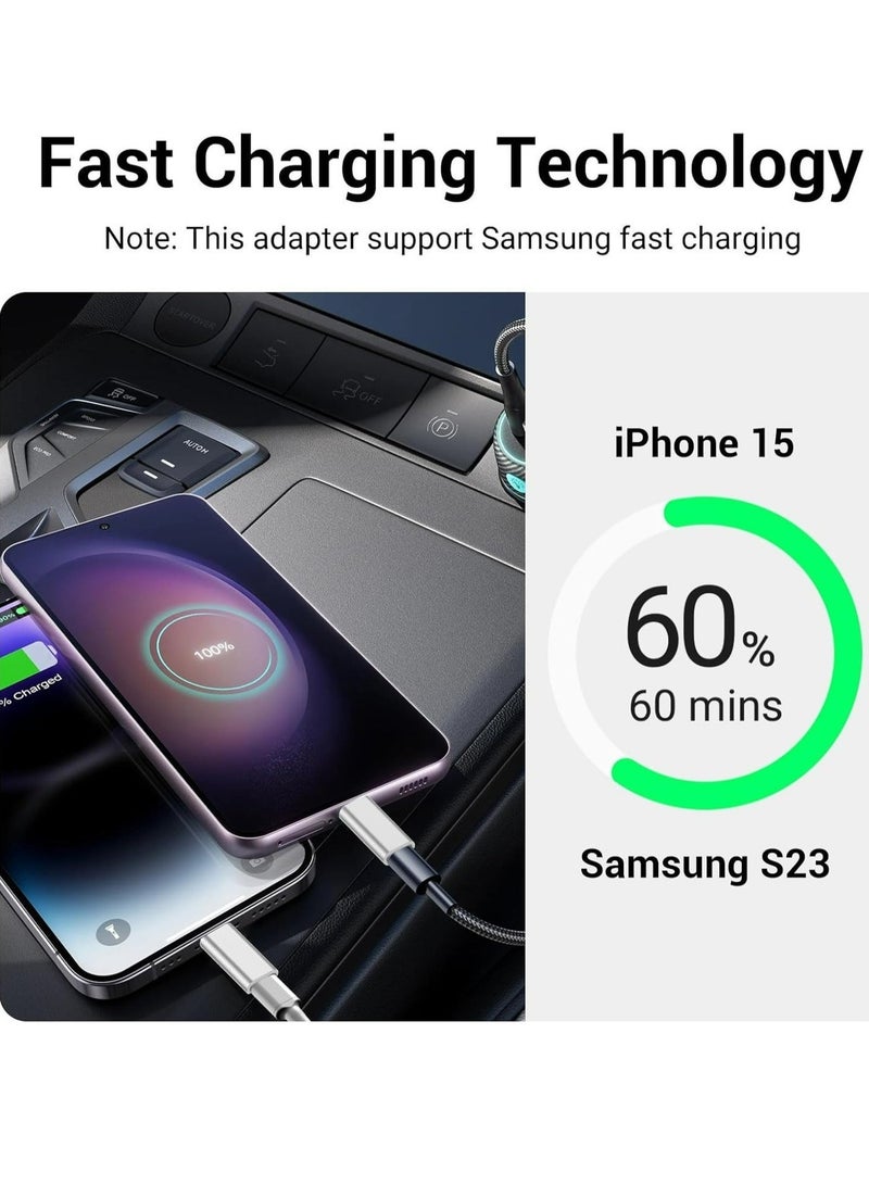 2 حزمة محول Lightning إلى USB C لأجهزة iPhone 15/15 Pro/15 Pro Max/15 Plus، iOS، سامسونج، شحن نقل البيانات، كابل موصل شاحن من النوع C، وليس للصوت - Image 3