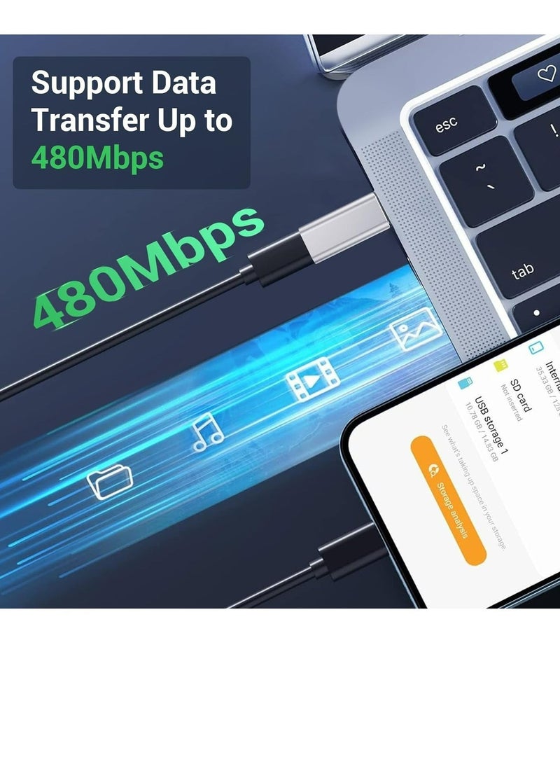 2 حزمة محول Lightning إلى USB C لأجهزة iPhone 15/15 Pro/15 Pro Max/15 Plus، iOS، سامسونج، شحن نقل البيانات، كابل موصل شاحن من النوع C، وليس للصوت - Image 4