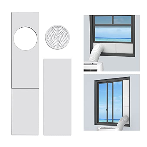 LBG Products Portable Air Conditioner Window Seal Plates Kit, Vertical AC Window Unit, Adjustable Seal AC Window Vent Kit for Exhaust Hose, Universal for Ducting with 5 inches Diameter - Image 1
