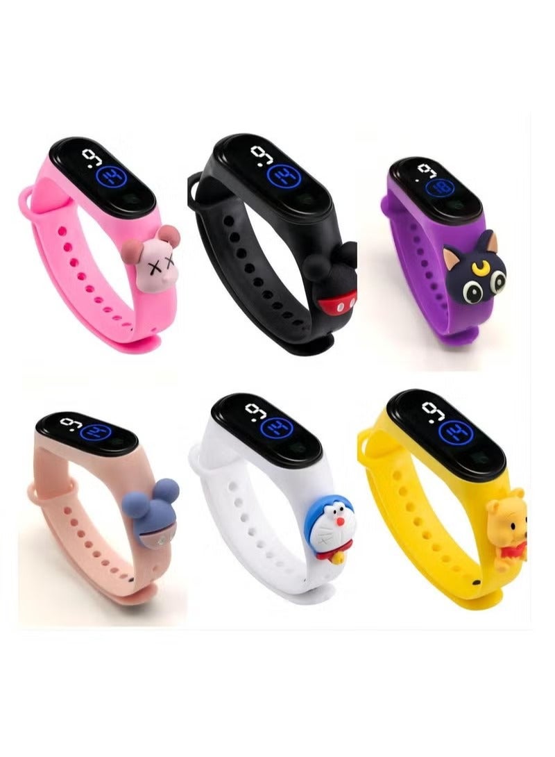 Kids' Water Resistant Silicone Digital Watch 6PCS  - Image 1