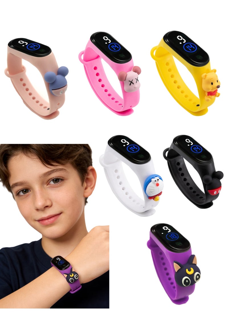 Kids' Water Resistant Silicone Digital Watch 6PCS - Image 1