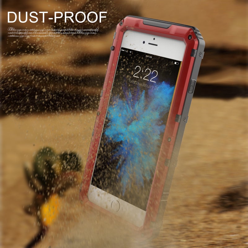 HuHa Case Cover For iPhone SE 2022 / SE 2020 / 8 / 7 Metal + Silicone Phone Case with Screen Protector(Red) - Image 5