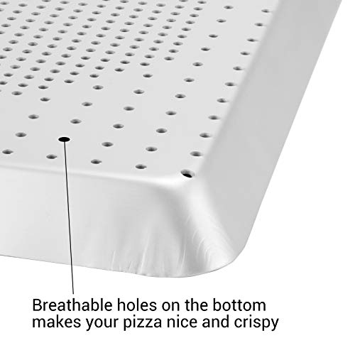 Beasea Square Pizza Pan for Oven, 11.8 Inch Pizza Pan with Holes Aluminum Alloy Pizza Oven Tray Pizza Crisper Pan Pizza Baking Tray Bakeware for Home Restaurant Kitchen - Image 3