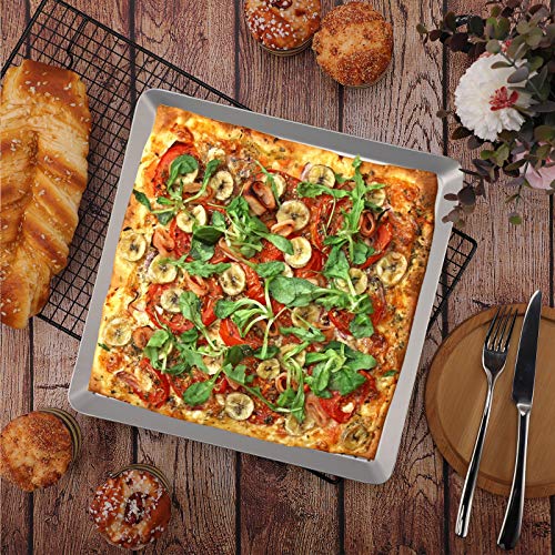 Beasea Square Pizza Pan for Oven, 11.8 Inch Pizza Pan with Holes Aluminum Alloy Pizza Oven Tray Pizza Crisper Pan Pizza Baking Tray Bakeware for Home Restaurant Kitchen - Image 4
