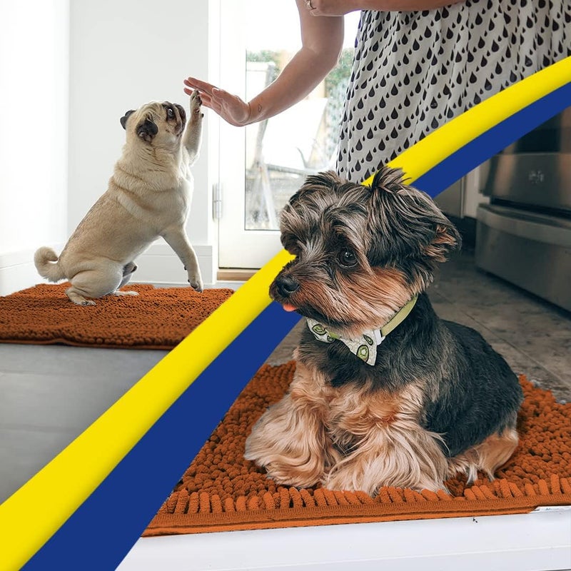 Muddy MatÂ® | Super Absorbent Door Mat Indoor, Microfiber Quick Dry Chenille Entryway Rug, Non-Slip Front Door Mat, Indoor Mats for Entryway, Machine Washable Pet Rug, Orange 30"x19" - Image 4