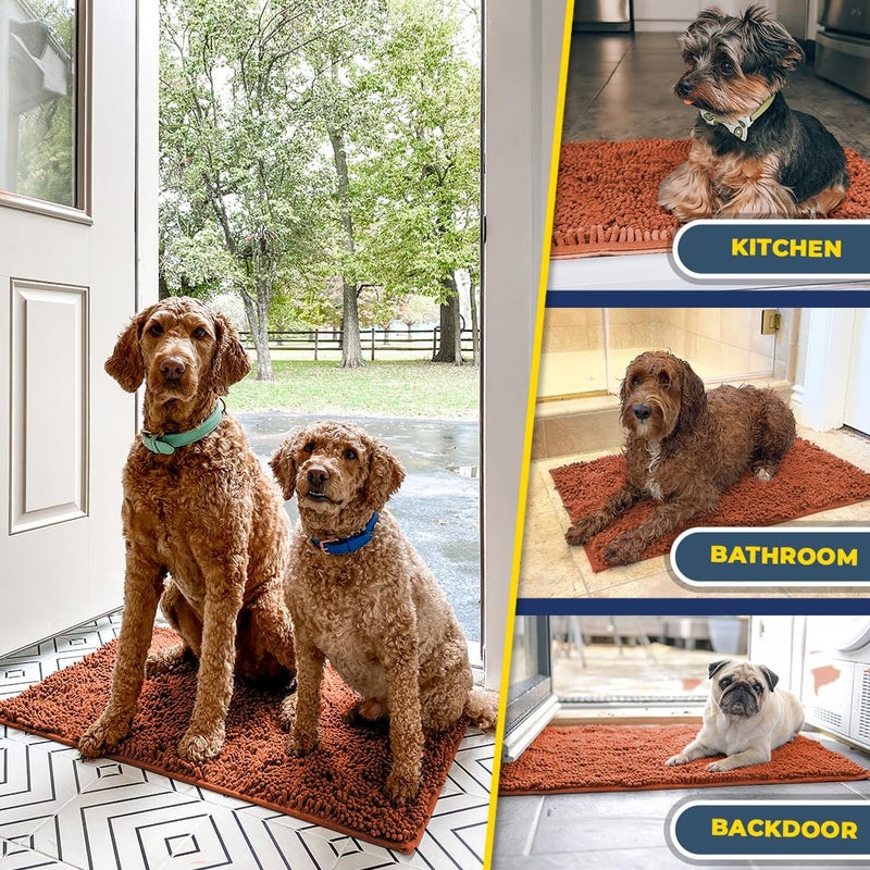 Muddy MatÂ® | Super Absorbent Door Mat Indoor, Microfiber Quick Dry Chenille Entryway Rug, Non-Slip Front Door Mat, Indoor Mats for Entryway, Machine Washable Pet Rug, Orange 30"x19" - Image 5