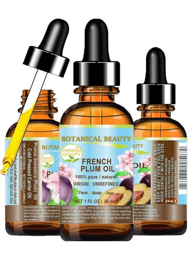 Botanical Beauty Plum Oil French. 100% Pure/Natural/Virgin/Unrefined/Undiluted Cold Pressed Carrier Oil. For Face Hair And Body (1 Fl.Oz 30 Ml.) - Image 1