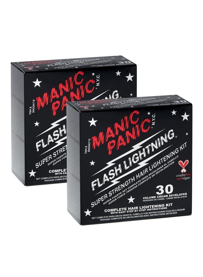 MANIC PANIC Flash Lightning Hair Bleach Kit - 30 Volume Developer + Bleach Powder Hair Lightener Lifting up to Five Levels - Vegan And Cruelty Free (2 pack) - Image 1