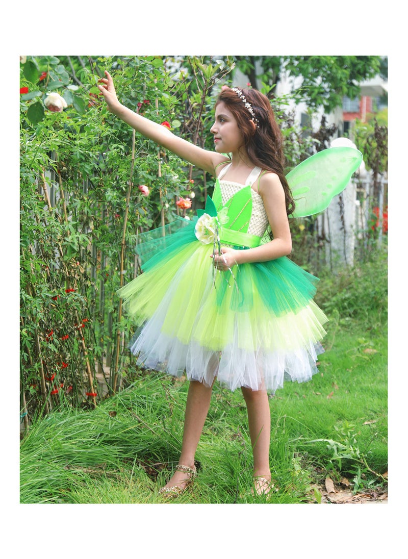 SYOSI Girls Princess Tutu Dress with Fairy Wings and Star Cane Forest Gauze Skirt Spirit Fluffy Birthday Party Up Clothes Gifts Children Size L for 5-6 Years Old  - Image 3