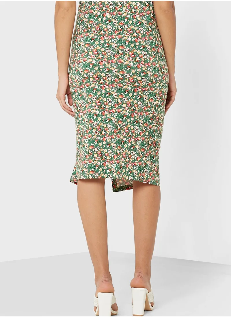 Mamalicious High Waist Floral Printed Skirt