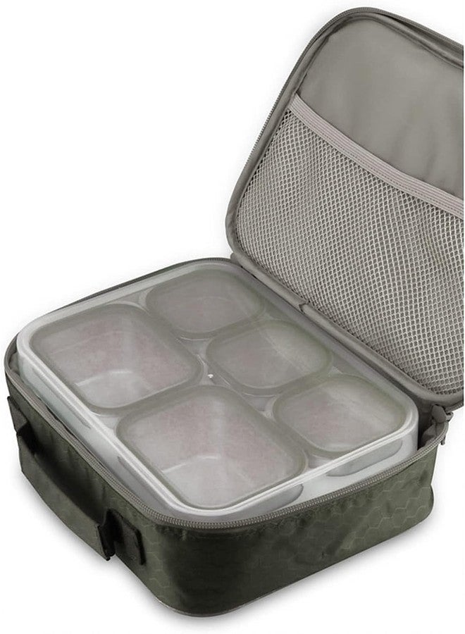 N2K2 ENTERPRISE Stainless Steel Bento Snacks Box with Bag 5 Compartments Sealed Leakage Proof Portable Lunch Box for Kids, Office, and School Use (Green) - Image 3