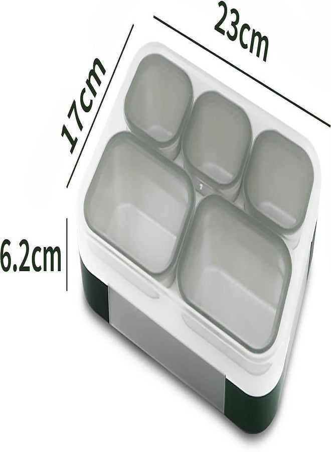 N2K2 ENTERPRISE Stainless Steel Bento Snacks Box with Bag 5 Compartments Sealed Leakage Proof Portable Lunch Box for Kids, Office, and School Use (Green) - Image 2