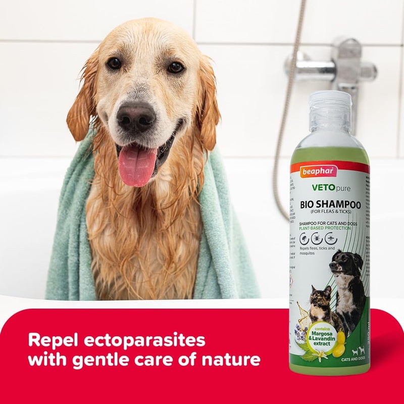 Beaphar Veto Pure BIO Shampoo for Dogs and Cats | Ticks, Fleas and Biting Lice Remover Shampoo with Margosa & Lavandin - 250 ML - Image 3