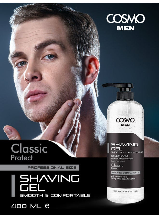 COSMO - Classic Premium Shaving Gel For Men 480ml, Protect - Image 1