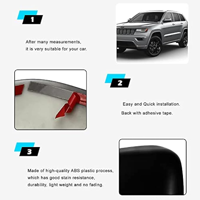 rayihni Tail Light Lamp Cover  Mirror Covers  Door Handle Covers Trim Bezel Glossy Cover Trim Exterior Accessories For Jeep Grand Cherokee 20142021Black - Image 4