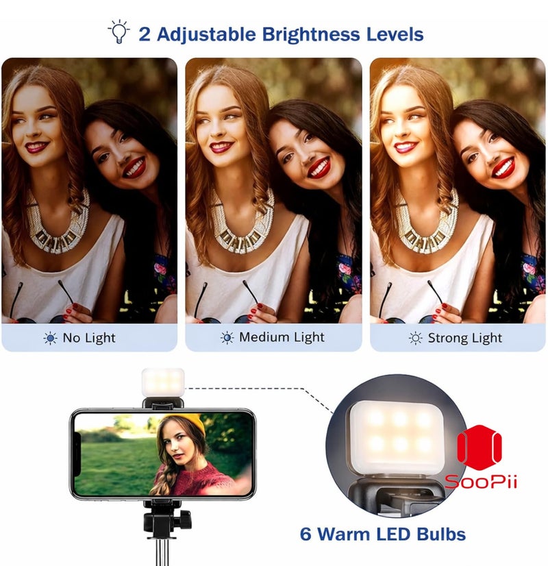 Soopii S1 Selfie Light Stick with Tripod Stand, 3 in 1 Multifunctional Design, Rechargable LED Light with Two Brighness Levels for Make up, Selfie, Vlogging & Photo Shoot, Selfie Stick with Bluetooth Remote - Image 4