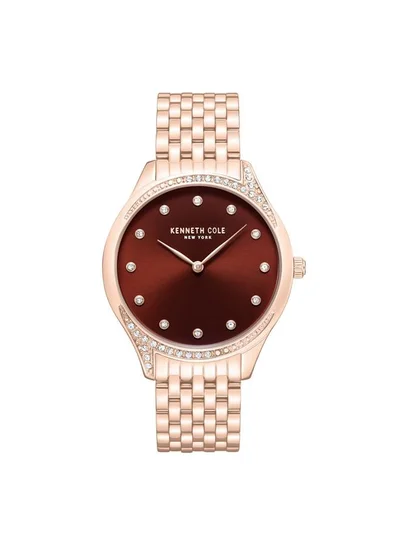 Kenneth Cole New York Chelsea Women's 36mm Quartz Watch with Burgundy Dial & Rose Gold Stainless Steel Bracelet