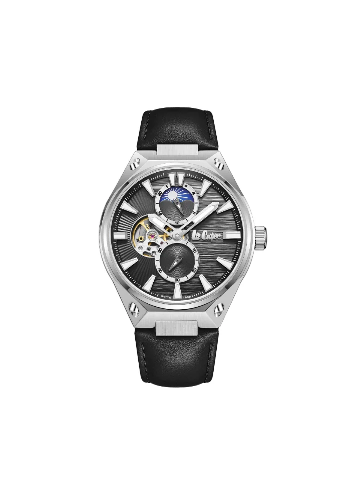 Lee Cooper Men's Automatic Display Watch With Black Leather Strap - LC08122.351