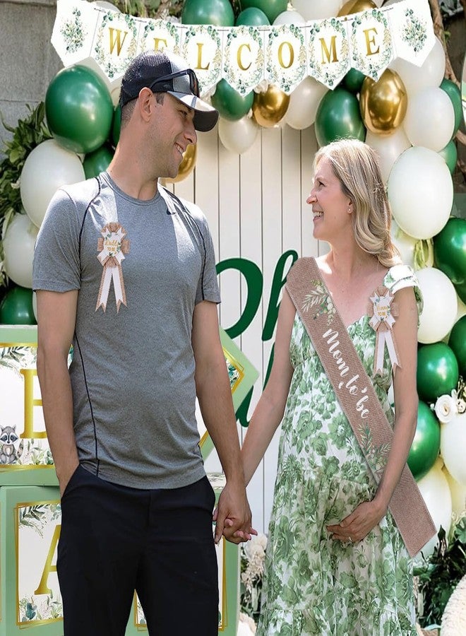 Mecholey Neutral Burlap Mom to Be Sash Dad to Be Pin Baby Shower Decorations, Sage Green Mommy to Be Sash Baby Shower Pin Set for Gender Reveals Party Decorations for Pregnant Keepsake Gifts - Image 2