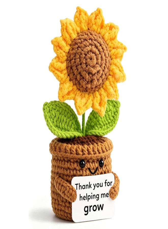 ilifemate Teacher Appreciation Gift, End of Year Teacher Gifts, Crochet Sunflower Teacher Gifts for Women Men - Thank You for Helping Me Grow, Love & Gratitude Decor for Classroom, Desk, Home - Image 1