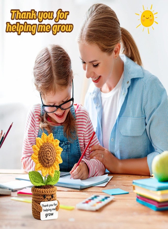 ilifemate Teacher Appreciation Gift, End of Year Teacher Gifts, Crochet Sunflower Teacher Gifts for Women Men - Thank You for Helping Me Grow, Love & Gratitude Decor for Classroom, Desk, Home - Image 2