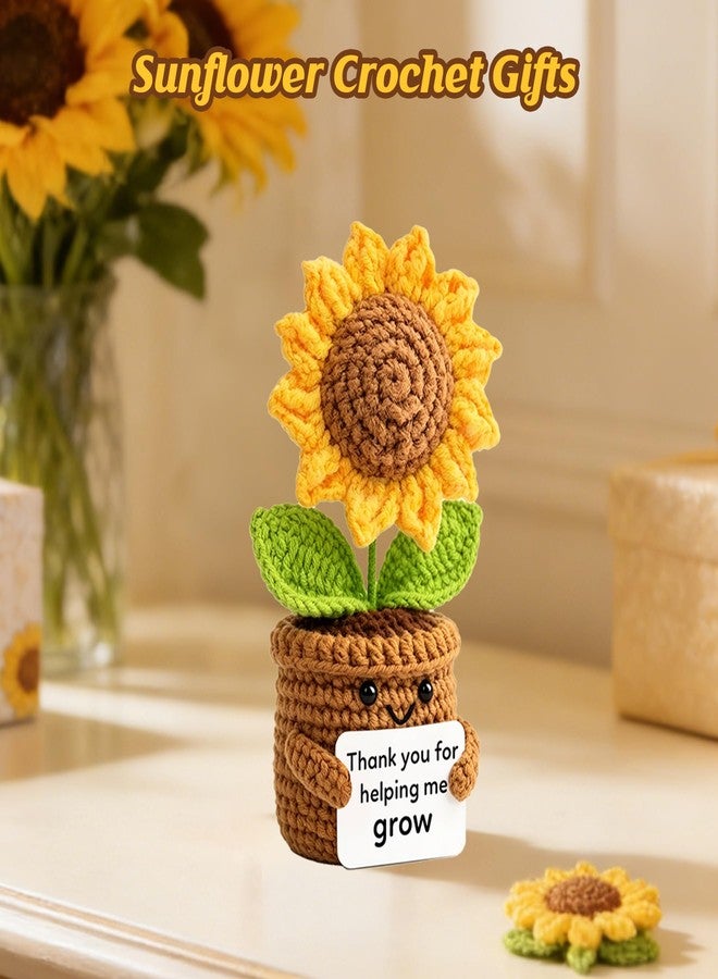 ilifemate Teacher Appreciation Gift, End of Year Teacher Gifts, Crochet Sunflower Teacher Gifts for Women Men - Thank You for Helping Me Grow, Love & Gratitude Decor for Classroom, Desk, Home - Image 3