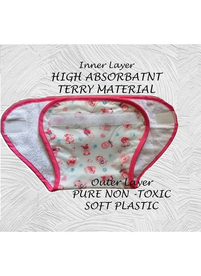 Mothers Choice Reusable Loop And Hook Pvc Nappy Diaper Training Pants Langot Waterproof Nappy For New Born Baby Outside Soft Plastic Inside Terry Cotton 36 Months (Pack Of 2 (Small))  - Image 3