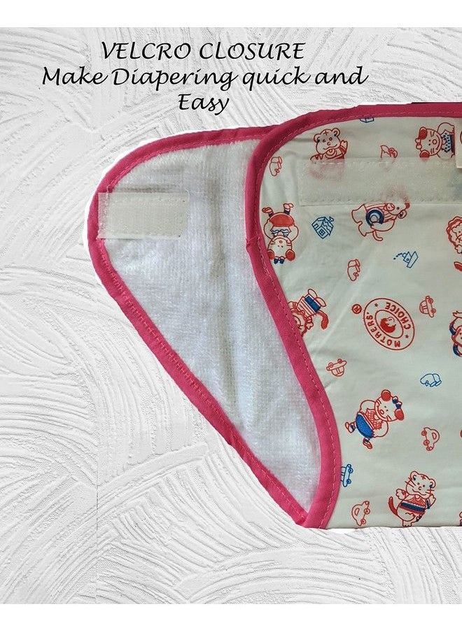 Mothers Choice - Reusable Loop And Hook Pvc Nappy Diaper Training Pants Langot Waterproof Nappy For New Born Baby Outside Soft Plastic Inside Terry Cotton 36 Months (Pack Of 2 (Small)) - Image 1