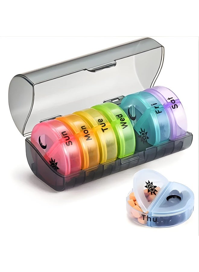 MOSH Weekly Pill Organizer 7-Day AM/PM Large Pill Box for Pills, Vitamins & Supplements – Black - Image 1