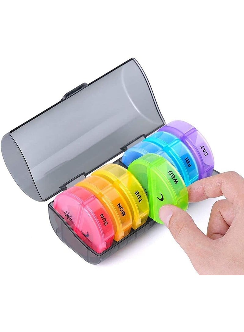 MOSH Weekly Pill Organizer 7-Day AM/PM Large Pill Box for Pills, Vitamins & Supplements – Black - Image 2
